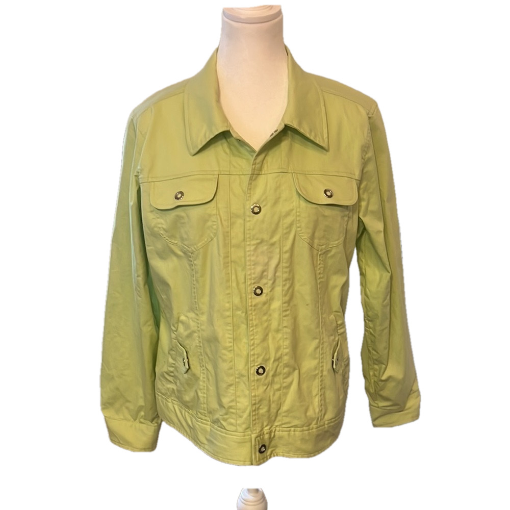 CHRISTOPHER & BANKS Womens green snap up jacket size Large